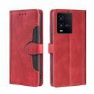 For vivo iQOO 10 Skin Feel Magnetic Buckle Leather Phone Case(Red) - 1