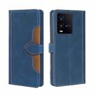 For vivo iQOO 10 Skin Feel Magnetic Buckle Leather Phone Case(Blue) - 1