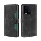 For vivo iQOO 10 Skin Feel Magnetic Buckle Leather Phone Case(Black) - 1