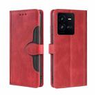 For vivo iQOO 10 Pro 5G Skin Feel Magnetic Buckle Leather Phone Case(Red) - 1