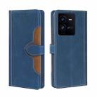 For vivo iQOO 10 Pro 5G Skin Feel Magnetic Buckle Leather Phone Case(Blue) - 1