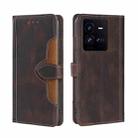 For vivo iQOO 10 Pro 5G Skin Feel Magnetic Buckle Leather Phone Case(Brown) - 1