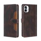 For Nothing Phone 1 Skin Feel Magnetic Buckle Leather Phone Case(Brown) - 1