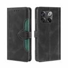 For OnePlus 10T Skin Feel Magnetic Buckle Leather Phone Case(Black) - 1
