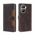 For Honor X40i Skin Feel Magnetic Buckle Leather Phone Case(Brown) - 1