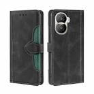 For Honor X40i Skin Feel Magnetic Buckle Leather Phone Case(Black) - 1