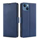 For iPhone 14 Ultra-thin Voltage Side Buckle Leather Phone Case (Blue) - 1