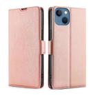 For iPhone 14 Ultra-thin Voltage Side Buckle Leather Phone Case (Rose Gold) - 1