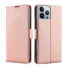 For iPhone 14 Pro Ultra-thin Voltage Side Buckle Leather Phone Case(Rose Gold) - 1