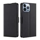 For iPhone 14 Pro Max Ultra-thin Voltage Side Buckle Leather Phone Case (Black) - 1