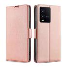 For vivo iQOO 10 Ultra-thin Voltage Side Buckle Leather Phone Case(Rose Gold) - 1