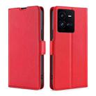 For vivo iQOO 10 Pro 5G Ultra-thin Voltage Side Buckle Leather Phone Case(Red) - 1