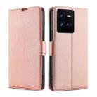 For vivo iQOO 10 Pro 5G Ultra-thin Voltage Side Buckle Leather Phone Case(Rose Gold) - 1