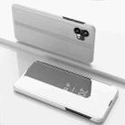 For Nothing Phone 1 Plated Mirror Horizontal Flip Leather Phone Case with Holder(Silver) - 1