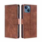 For iPhone 14 Skin Feel Crocodile Magnetic Clasp Leather Phone Case (Brown) - 1