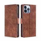 For iPhone 14 Pro Skin Feel Crocodile Magnetic Clasp Leather Phone Case(Brown) - 1