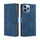 For iPhone 14 Pro Skin Feel Crocodile Magnetic Clasp Leather Phone Case(Blue) - 1