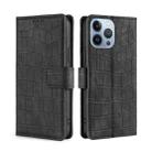 For iPhone 14 Pro Skin Feel Crocodile Magnetic Clasp Leather Phone Case(Black) - 1
