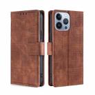 For iPhone 14 Pro Max Skin Feel Crocodile Magnetic Clasp Leather Phone Case (Brown) - 1