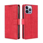 For iPhone 14 Pro Max Skin Feel Crocodile Magnetic Clasp Leather Phone Case (Red) - 1