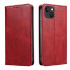 For iPhone 14 Calf Texture Magnetic Flip Leather Phone Case (Red) - 1