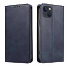 For iPhone 14 Calf Texture Magnetic Flip Leather Phone Case (Blue) - 1