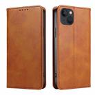 Calf Texture Magnetic Flip Leather Phone Case For iPhone 14(Khaki) - 1