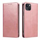 Calf Texture Magnetic Flip Leather Phone Case For iPhone 14(Rose Gold) - 1