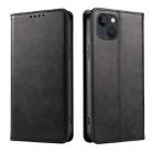 For iPhone 14 Plus Calf Texture Magnetic Flip Leather Phone Case (Black) - 1