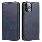 For iPhone 14 Pro Calf Texture Magnetic Flip Leather Phone Case(Blue) - 1