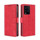 For vivo iQOO 10 Skin Feel Crocodile Magnetic Clasp Leather Phone Case(Red) - 1