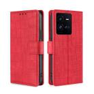 For vivo iQOO 10 Pro 5G Skin Feel Crocodile Magnetic Clasp Leather Phone Case(Red) - 1