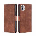 For Nothing Phone 1 Skin Feel Crocodile Magnetic Clasp Leather Phone Case(Brown) - 1