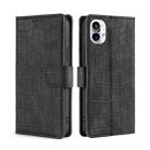 For Nothing Phone 1 Skin Feel Crocodile Magnetic Clasp Leather Phone Case(Black) - 1