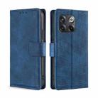 For OnePlus 10T Skin Feel Crocodile Magnetic Clasp Leather Phone Case(Blue) - 1