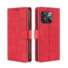 For OnePlus 10T Skin Feel Crocodile Magnetic Clasp Leather Phone Case(Red) - 1