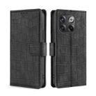 For OnePlus 10T Skin Feel Crocodile Magnetic Clasp Leather Phone Case(Black) - 1