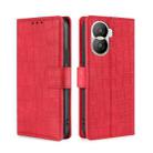 For Honor X40i Skin Feel Crocodile Magnetic Clasp Leather Phone Case(Red) - 1