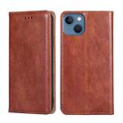 For iPhone 14 Gloss Oil Solid Color Magnetic Leather Phone Case (Brown) - 1