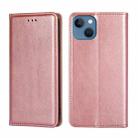 For iPhone 14 Gloss Oil Solid Color Magnetic Leather Phone Case (Rose Gold) - 1