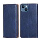 For iPhone 14 Plus Gloss Oil Solid Color Magnetic Leather Phone Case (Blue) - 1