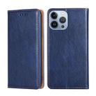 For iPhone 14 Pro Gloss Oil Solid Color Magnetic Leather Phone Case Pro(Blue) - 1