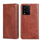 For vivo iQOO 10 Gloss Oil Solid Color Magnetic Leather Phone Case(Brown) - 1