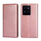 For vivo iQOO 10 Pro 5G Gloss Oil Solid Color Magnetic Leather Phone Case(Rose Gold) - 1