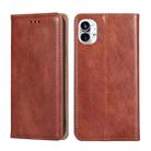 For Nothing Phone 1 Gloss Oil Solid Color Magnetic Leather Phone Case(Brown) - 1