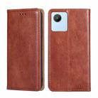 For Realme C30 4G/Narzo 50i Prime Gloss Oil Solid Color Magnetic Leather Phone Case(Brown) - 1