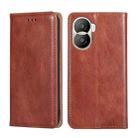 For Honor X40i Gloss Oil Solid Color Magnetic Leather Phone Case(Brown) - 1