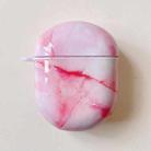 For Xiaomi Redmi Buds 4 Marble Texture PC Glossy Earphone Protective Case(Pink White) - 1