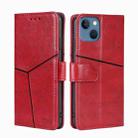 For iPhone 14 Geometric Stitching Leather Phone Case (Red) - 1