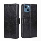 For iPhone 14 Geometric Stitching Leather Phone Case (Black) - 1